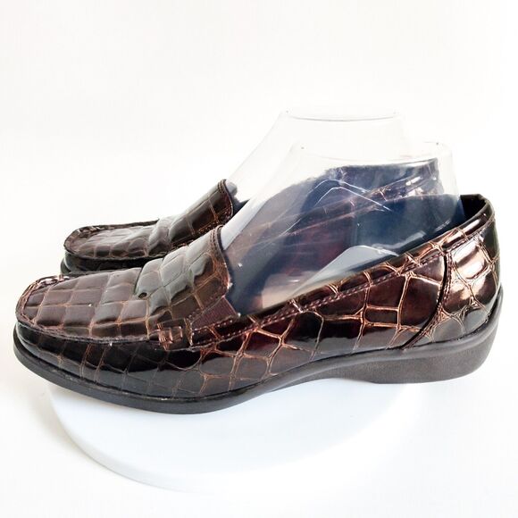 Aravon New Balance Loafers Size 7.5 Whitney Croc Patent Leather Slip On Shoes - Picture 4 of 11